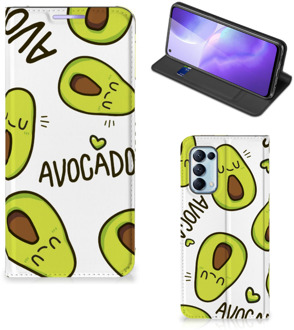 B2Ctelecom Mobiel Bookcase Valentijn Cadeautje Haar OPPO Find X3 Lite Smart Cover Hoesje Avocado Singing