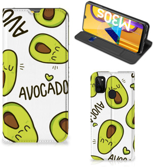 B2Ctelecom Mobiel Bookcase Valentijn Cadeautje Haar Samsung Galaxy M21 Smart Cover Hoesje Avocado Singing