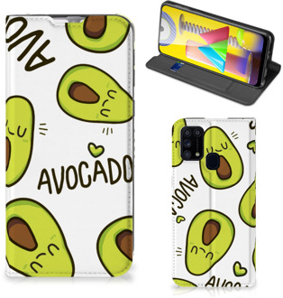 B2Ctelecom Mobiel Bookcase Valentijn Cadeautje Haar Samsung Galaxy M31 Smart Cover Hoesje Avocado Singing