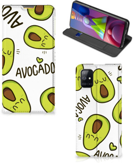 B2Ctelecom Mobiel Bookcase Valentijn Cadeautje Haar Samsung Galaxy M51 Smart Cover Hoesje Avocado Singing