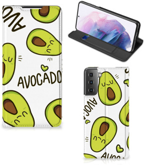 B2Ctelecom Mobiel Bookcase Valentijn Cadeautje Haar Samsung Galaxy S21 Plus Smart Cover Hoesje Avocado Singing