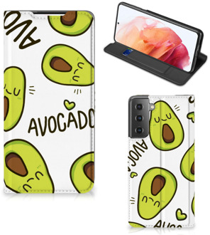 B2Ctelecom Mobiel Bookcase Valentijn Cadeautje Haar Samsung Galaxy S21 Smart Cover Hoesje Avocado Singing