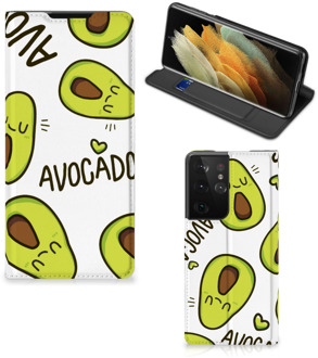 B2Ctelecom Mobiel Bookcase Valentijn Cadeautje Haar Samsung Galaxy S21 Ultra Smart Cover Hoesje Avocado Singing