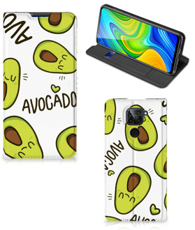 B2Ctelecom Mobiel Bookcase Valentijn Cadeautje Haar Xiaomi Redmi Note 9 Smart Cover Hoesje Avocado Singing