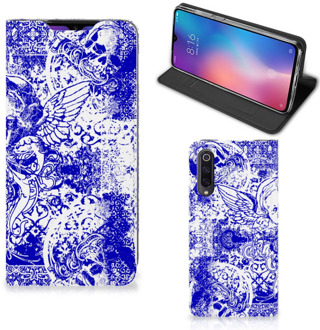 B2Ctelecom Mobiel BookCase Xiaomi Mi 9 Angel Skull Blue