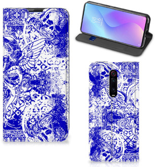 B2Ctelecom Mobiel BookCase Xiaomi Mi 9T Pro Angel Skull Blue