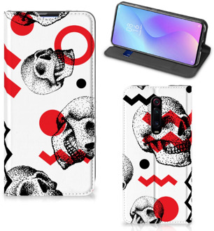 B2Ctelecom Mobiel BookCase Xiaomi Mi 9T Pro Skull Rood