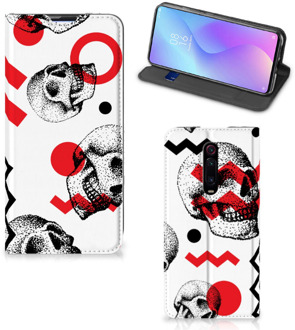 B2Ctelecom Mobiel BookCase Xiaomi Redmi K20 Pro Skull Rood