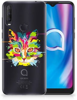 B2Ctelecom Mobiel Case Alcatel 1S (2020) GSM Hoesje Doorzichtig Cat Color