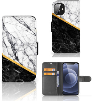 B2Ctelecom Mobiel Case Apple iPhone 12 Mini GSM Hoesje Marble White Black