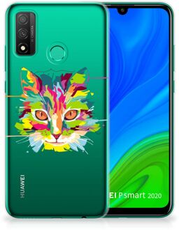 B2Ctelecom Mobiel Case Huawei P Smart 2020 GSM Hoesje Doorzichtig Cat Color