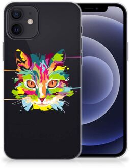 B2Ctelecom Mobiel Case iPhone 12 | 12 Pro (6.1") GSM Hoesje Doorzichtig Cat Color