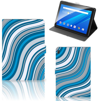 B2Ctelecom Mobiel Case Lenovo Tab E10 Tablet Hoes met Standaard Golven Blauw