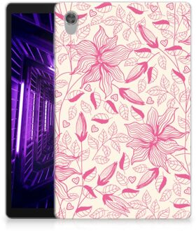 B2Ctelecom Mobiel Case Lenovo Tab M10 HD (2de generatie) Hoes Roze Bloemen met doorzichte zijkanten