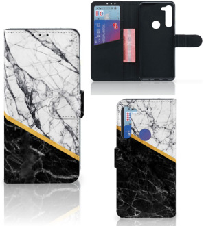 B2Ctelecom Mobiel Case Motorola G8 Power GSM Hoesje Marble White Black