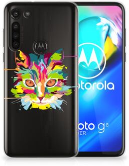 B2Ctelecom Mobiel Case Motorola Moto G8 Power GSM Hoesje Doorzichtig Cat Color