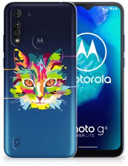 B2Ctelecom Mobiel Case Motorola Moto G8 Power Lite GSM Hoesje Doorzichtig Cat Color