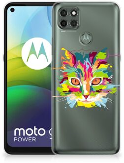 B2Ctelecom Mobiel Case Motorola Moto G9 Power GSM Hoesje Doorzichtig Cat Color