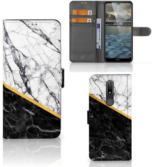 B2Ctelecom Mobiel Case Nokia 2.4 GSM Hoesje Marble White Black