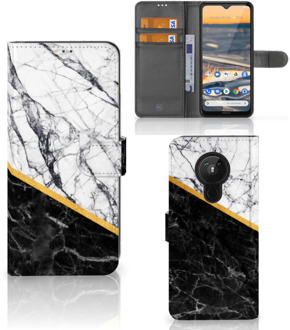 B2Ctelecom Mobiel Case Nokia 5.3 GSM Hoesje Marble White Black