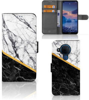 B2Ctelecom Mobiel Case Nokia 5.4 GSM Hoesje Marble White Black