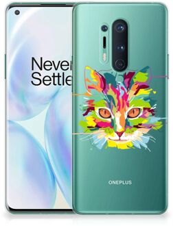 B2Ctelecom Mobiel Case OnePlus 8 Pro GSM Hoesje Doorzichtig Cat Color