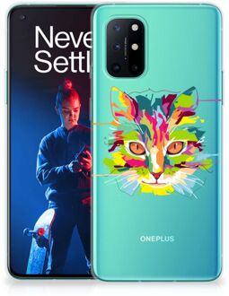 B2Ctelecom Mobiel Case OnePlus 8T GSM Hoesje Doorzichtig Cat Color