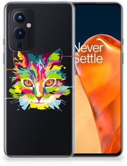 B2Ctelecom Mobiel Case OnePlus 9 GSM Hoesje Doorzichtig Cat Color