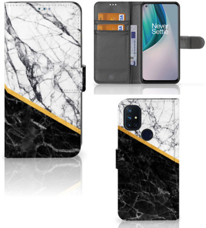 B2Ctelecom Mobiel Case OnePlus Nord N10 GSM Hoesje Marble White Black