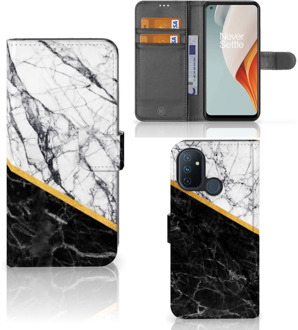 B2Ctelecom Mobiel Case OnePlus Nord N100 GSM Hoesje Marble White Black