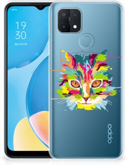 B2Ctelecom Mobiel Case OPPO A15 GSM Hoesje Doorzichtig Cat Color