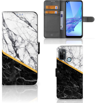 B2Ctelecom Mobiel Case OPPO A53 | OPPO A53s GSM Hoesje Marble White Black