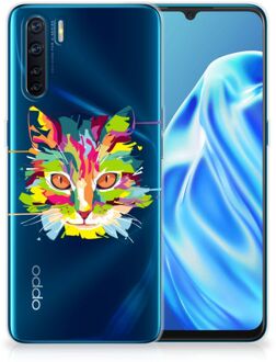 B2Ctelecom Mobiel Case OPPO A91 GSM Hoesje Doorzichtig Cat Color