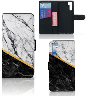 B2Ctelecom Mobiel Case OPPO A91 | Reno3 GSM Hoesje Marble White Black