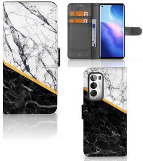 B2Ctelecom Mobiel Case OPPO Find X3 Neo 5G GSM Hoesje Marble White Black