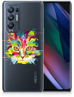 B2Ctelecom Mobiel Case OPPO Find X3 Neo GSM Hoesje Doorzichtig Cat Color