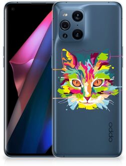 B2Ctelecom Mobiel Case OPPO Find X3 | X3 Pro GSM Hoesje Doorzichtig Cat Color