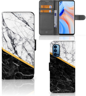 B2Ctelecom Mobiel Case OPPO Reno 4 Pro 5G GSM Hoesje Marble White Black