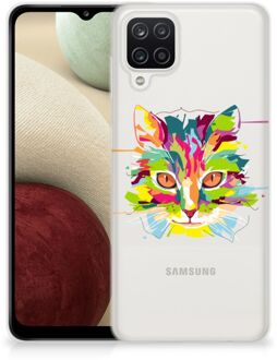 B2Ctelecom Mobiel Case Samsung Galaxy A12 GSM Hoesje Doorzichtig Cat Color