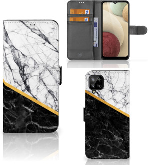 B2Ctelecom Mobiel Case Samsung Galaxy A12 GSM Hoesje Marble White Black