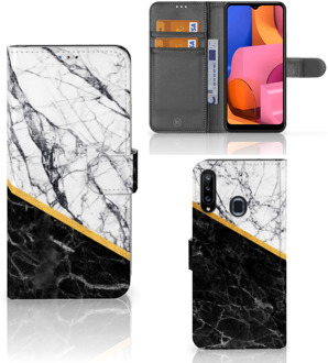 B2Ctelecom Mobiel Case Samsung Galaxy A20s GSM Hoesje Marble White Black