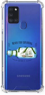 B2Ctelecom Mobiel Case Samsung Galaxy A21s Telefoon Hoesje met doorzichtige rand Boho Bottle