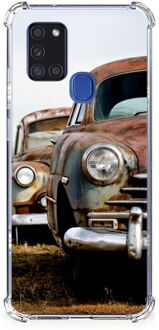 B2Ctelecom Mobiel Case Samsung Galaxy A21s Telefoon Hoesje met doorzichtige rand Vintage Auto