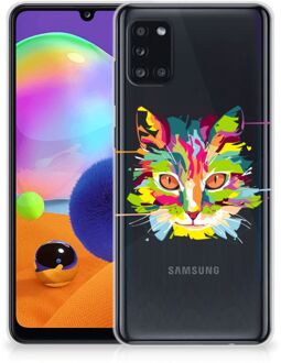 B2Ctelecom Mobiel Case Samsung Galaxy A31 GSM Hoesje Doorzichtig Cat Color