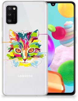 B2Ctelecom Mobiel Case Samsung Galaxy A41 GSM Hoesje Doorzichtig Cat Color