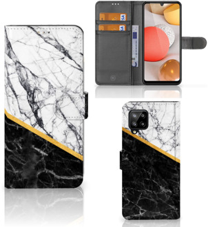 B2Ctelecom Mobiel Case Samsung Galaxy A42 5G GSM Hoesje Marble White Black