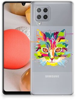 B2Ctelecom Mobiel Case Samsung Galaxy A42 GSM Hoesje Doorzichtig Cat Color