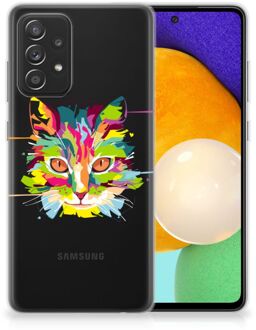 B2Ctelecom Mobiel Case Samsung Galaxy A52 (5G/4G) GSM Hoesje Doorzichtig Cat Color