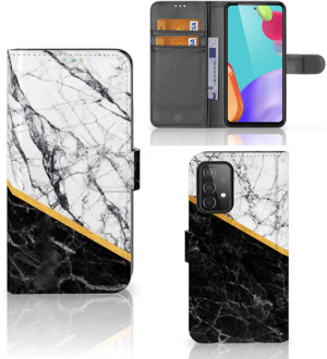 B2Ctelecom Mobiel Case Samsung Galaxy A52 GSM Hoesje Marble White Black