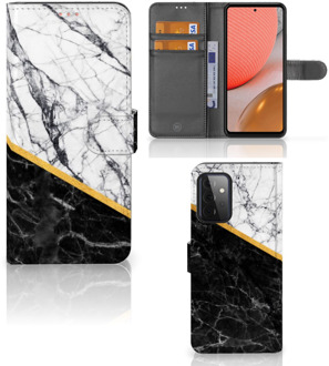 B2Ctelecom Mobiel Case Samsung Galaxy A72 GSM Hoesje Marble White Black